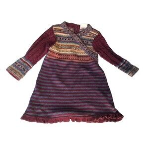 Hanna Anderson Knit Sweater Dress Girl's 80 /Size 2 Long Sleeve Knit Boho Cotton
